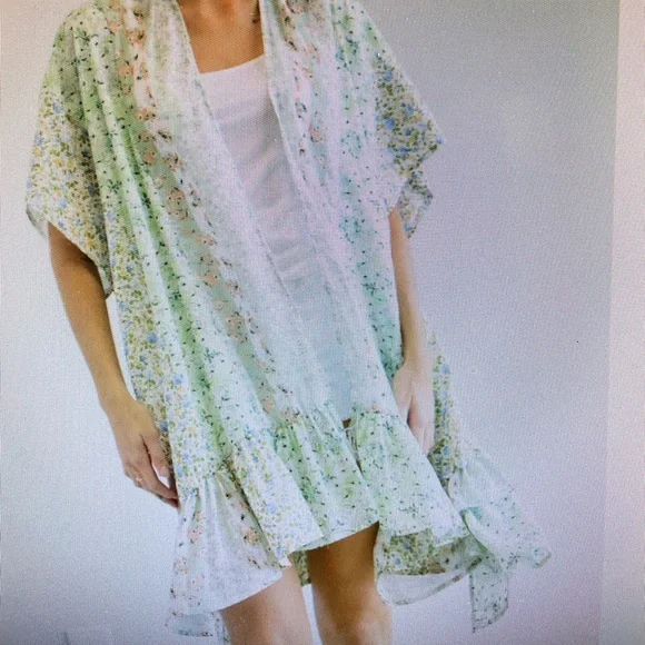 New Boutique Plus & Reg size ruffle kimono - Picture 1 of 5
